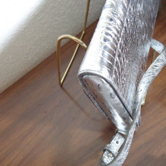 STUNNING Vintage Brahmin SILVER Melbourne Leather Shoulder Bag EXACT Clean LN - Picture 11 of 16